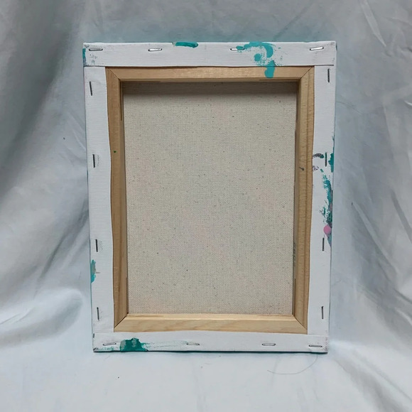 Original 8x10 Painting Pink & Green on Canvas - Picture 4 of 6